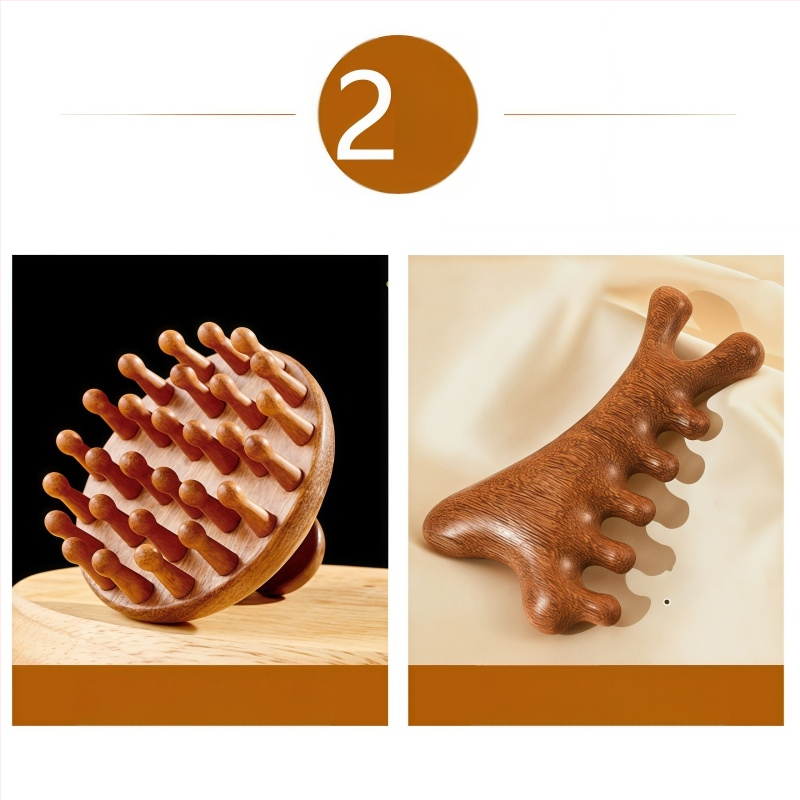 Масажна дървена гребен с диск глава за масаж на скалпа и грижа за косата, код 6226; лицензиранa марка Maimaimeng; Марка: Other