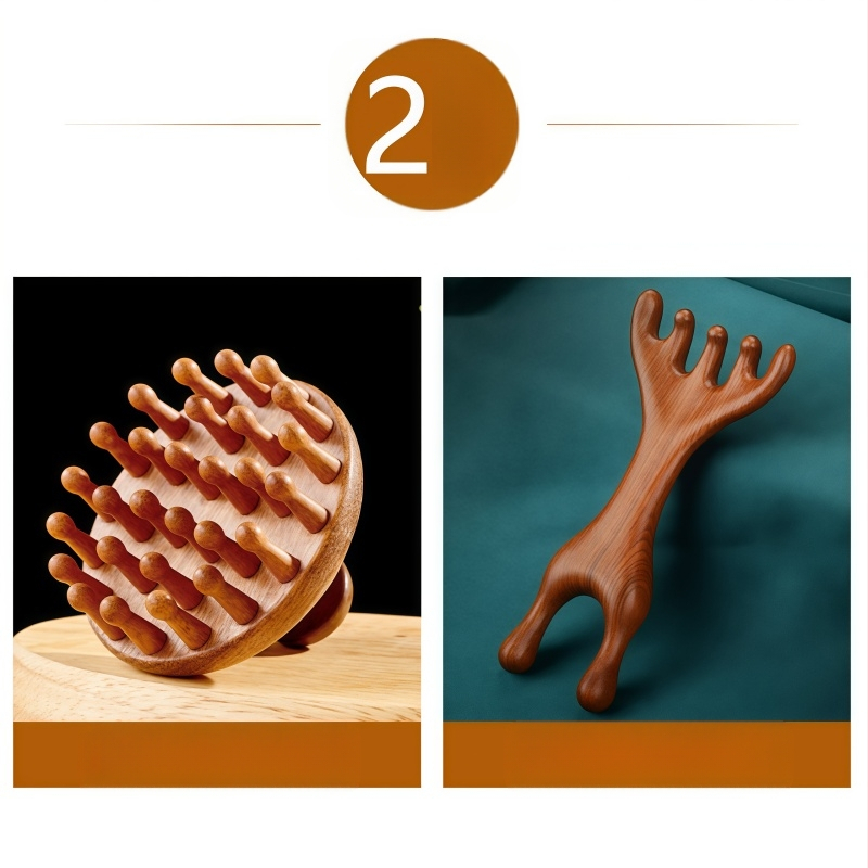 Масажна дървена гребен с диск глава за масаж на скалпа и грижа за косата, код 6226; лицензиранa марка Maimaimeng; Марка: Other