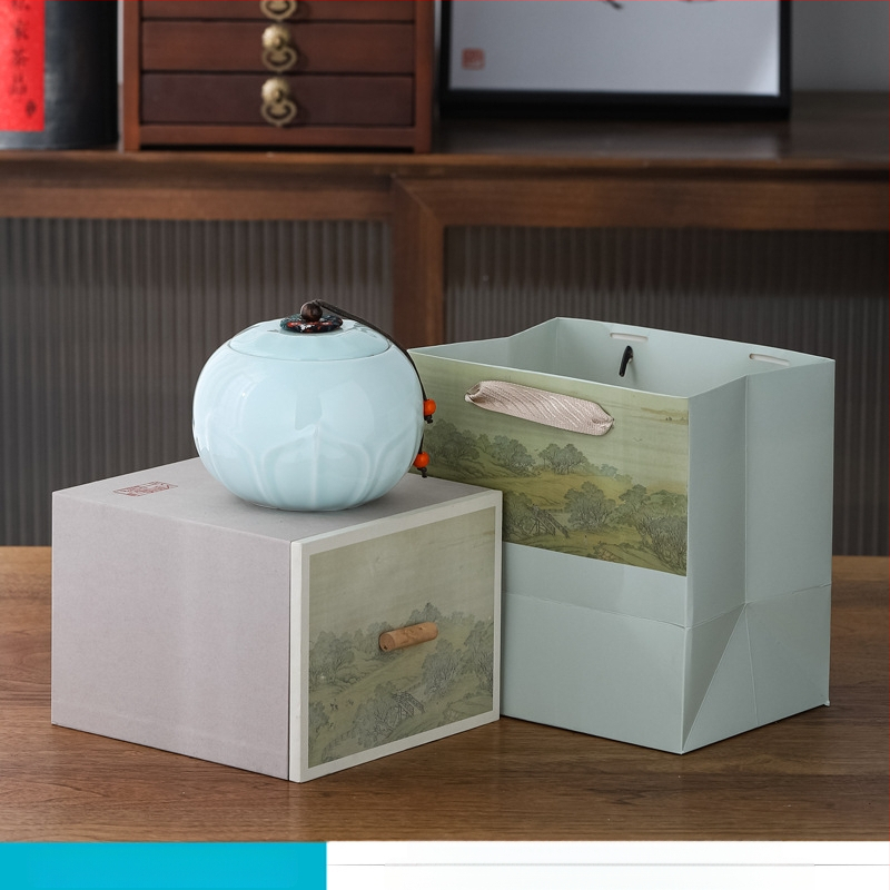 Kerámiás teás edény overglaze felülettel, The Way of Porcelain, Új kínai stílus, Táj mintázat