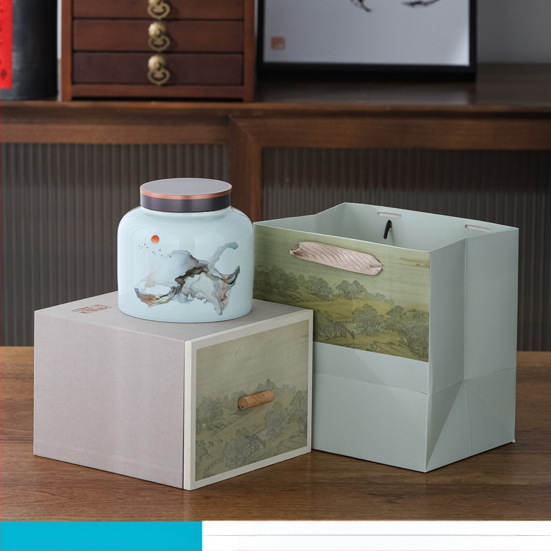 Kerámiás teás edény overglaze felülettel, The Way of Porcelain, Új kínai stílus, Táj mintázat