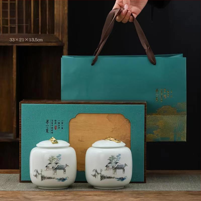 Keraaminiai arbatos skardinės dovaninėje dėžutėje, atsparios drėgmei, uždarytos, su įmonės logotipu spausdinta, 12 vnt