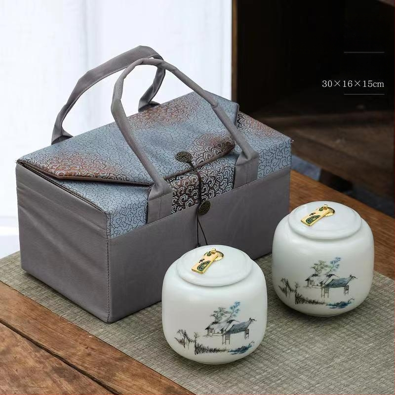 Keraaminiai arbatos skardinės dovaninėje dėžutėje, atsparios drėgmei, uždarytos, su įmonės logotipu spausdinta, 12 vnt