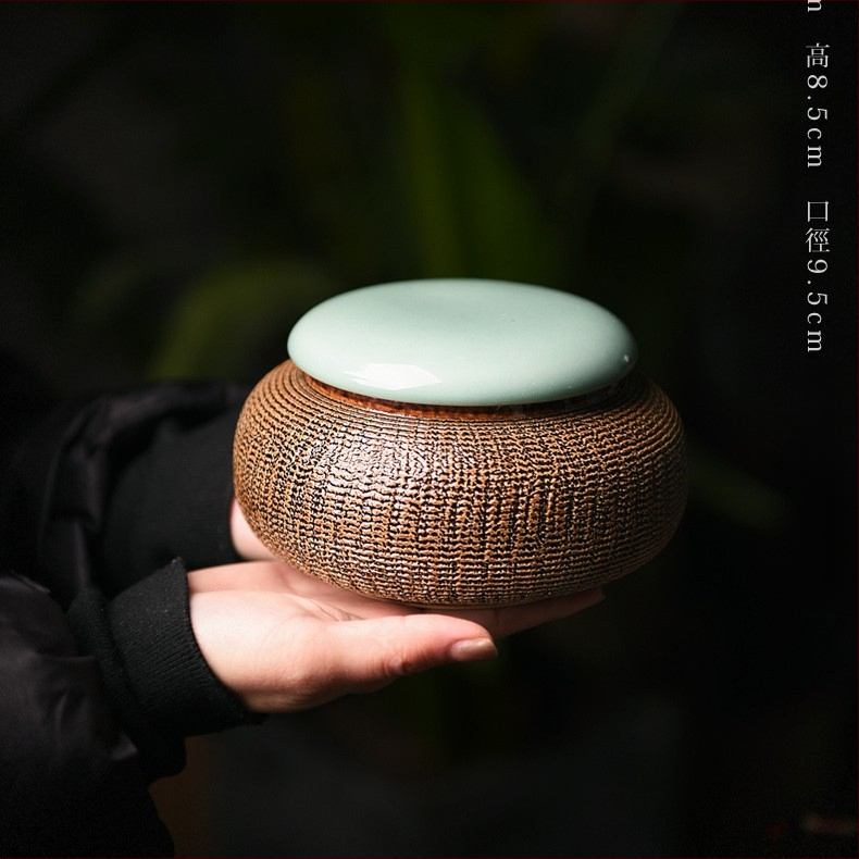 Keraminė celadon arbatos laikymo tara, sandariai uždaryta, prekinis ženklas Yiyun, dovanų dėžutė