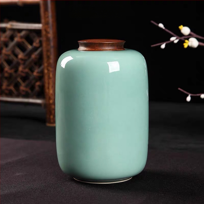 Keraminė celadon arbatos laikymo tara, sandariai uždaryta, prekinis ženklas Yiyun, dovanų dėžutė