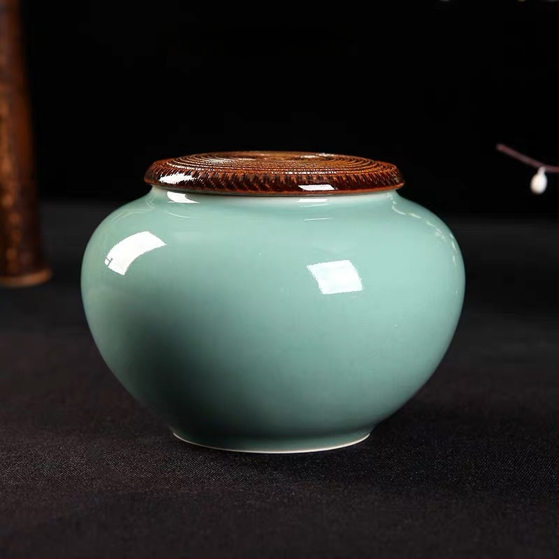 Keraminė celadon arbatos laikymo tara, sandariai uždaryta, prekinis ženklas Yiyun, dovanų dėžutė