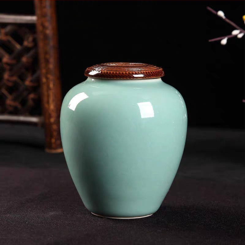 Keraminė celadon arbatos laikymo tara, sandariai uždaryta, prekinis ženklas Yiyun, dovanų dėžutė