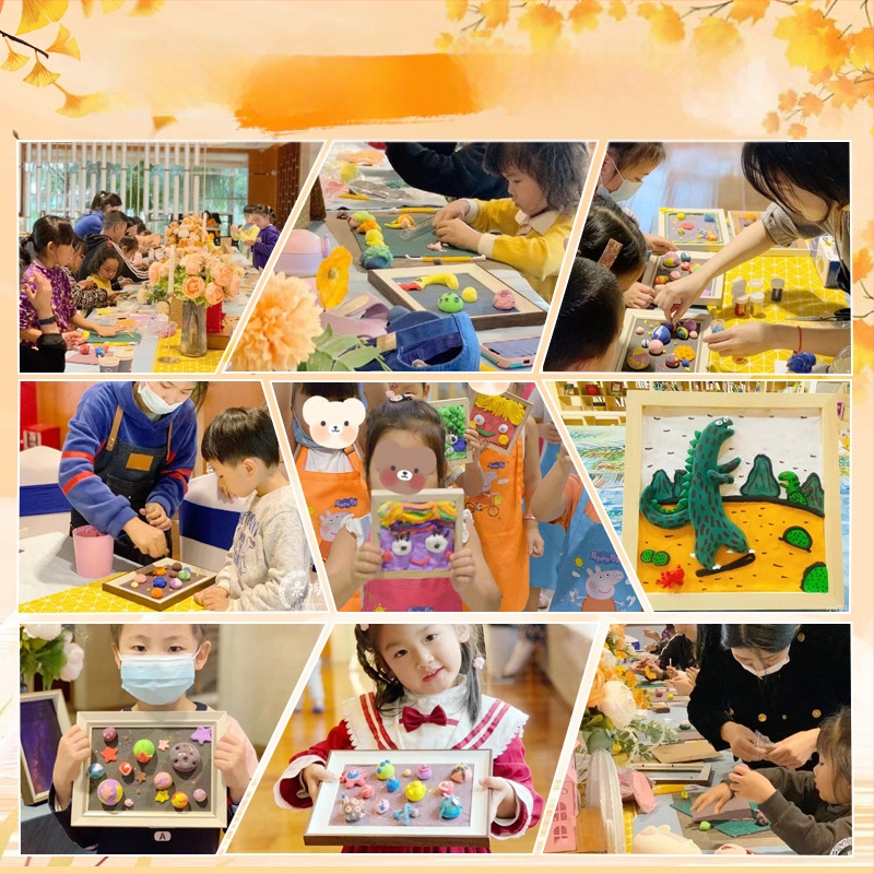 Глинена рамка за картина, дървена триизмерна рамка, стил карикатура, орнамент