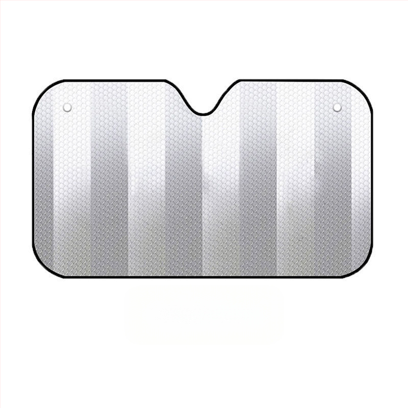 Pluche automobilio priekinio stiklo skydelis, aliuminio folija, automatiškai išsitiesiantis, tvirtinimas statiniu lipu, universalus suderinamumas