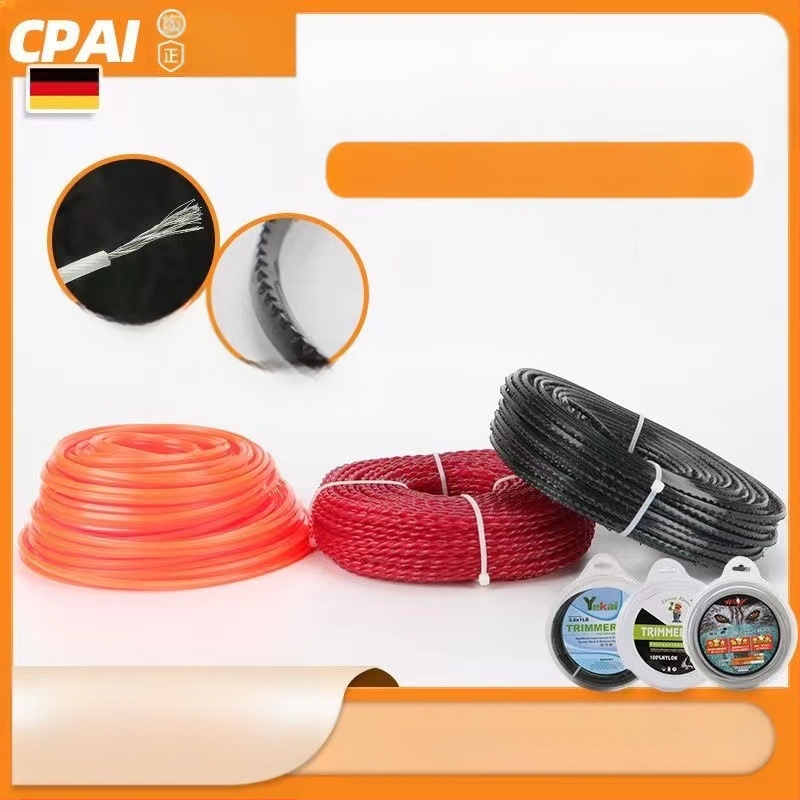 Νάιλον σχοινί για χλοοκοπτικό με στριφτό ατσάλινο σύρμα, κεφαλή ζιζανίων στρογγυλή και τετράγωνη, ανθεκτικό