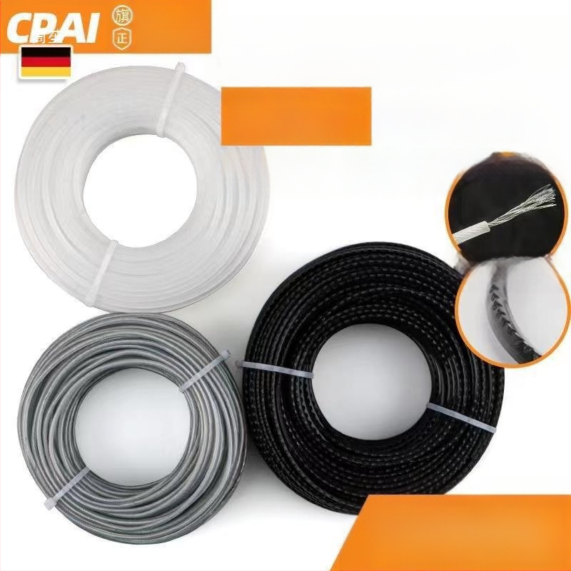 Νάιλον σχοινί για χλοοκοπτικό με στριφτό ατσάλινο σύρμα, κεφαλή ζιζανίων στρογγυλή και τετράγωνη, ανθεκτικό