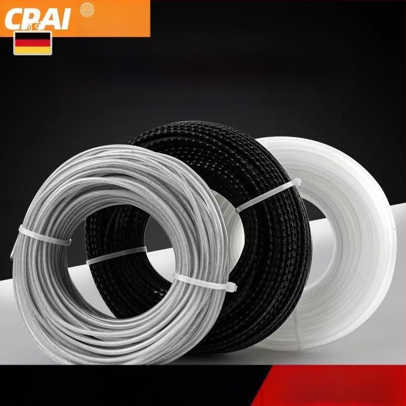 Νάιλον σχοινί για χλοοκοπτικό με στριφτό ατσάλινο σύρμα, κεφαλή ζιζανίων στρογγυλή και τετράγωνη, ανθεκτικό