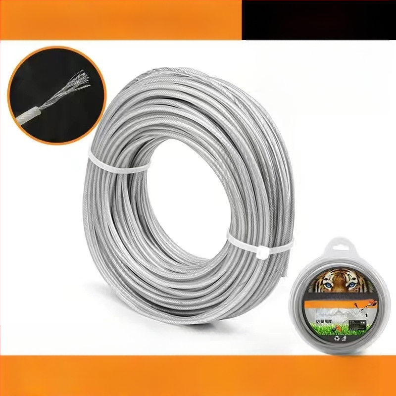 Νάιλον σχοινί για χλοοκοπτικό με στριφτό ατσάλινο σύρμα, κεφαλή ζιζανίων στρογγυλή και τετράγωνη, ανθεκτικό