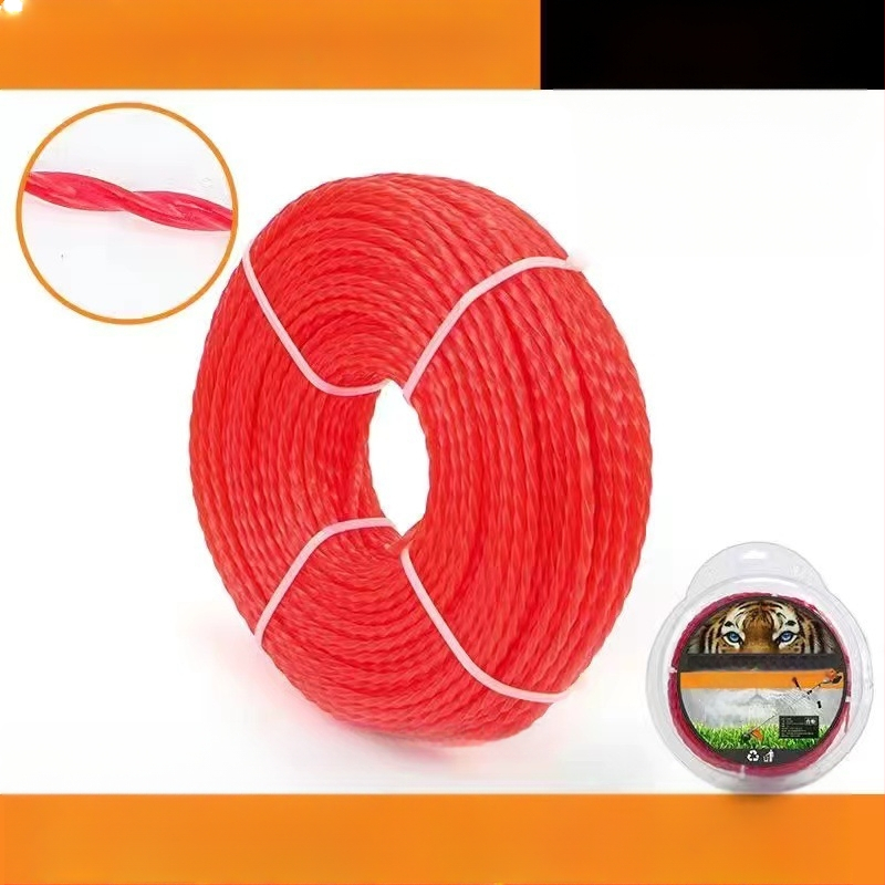 Νάιλον σχοινί για χλοοκοπτικό με στριφτό ατσάλινο σύρμα, κεφαλή ζιζανίων στρογγυλή και τετράγωνη, ανθεκτικό