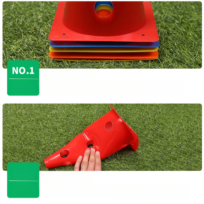 Futbolo treniravimo konusas su logotipo kibiru ir kvadratine baze, PE medžiaga, prekės ženklas Neli, kilmė Zhejiang, treniruočių pagalbinė įranga