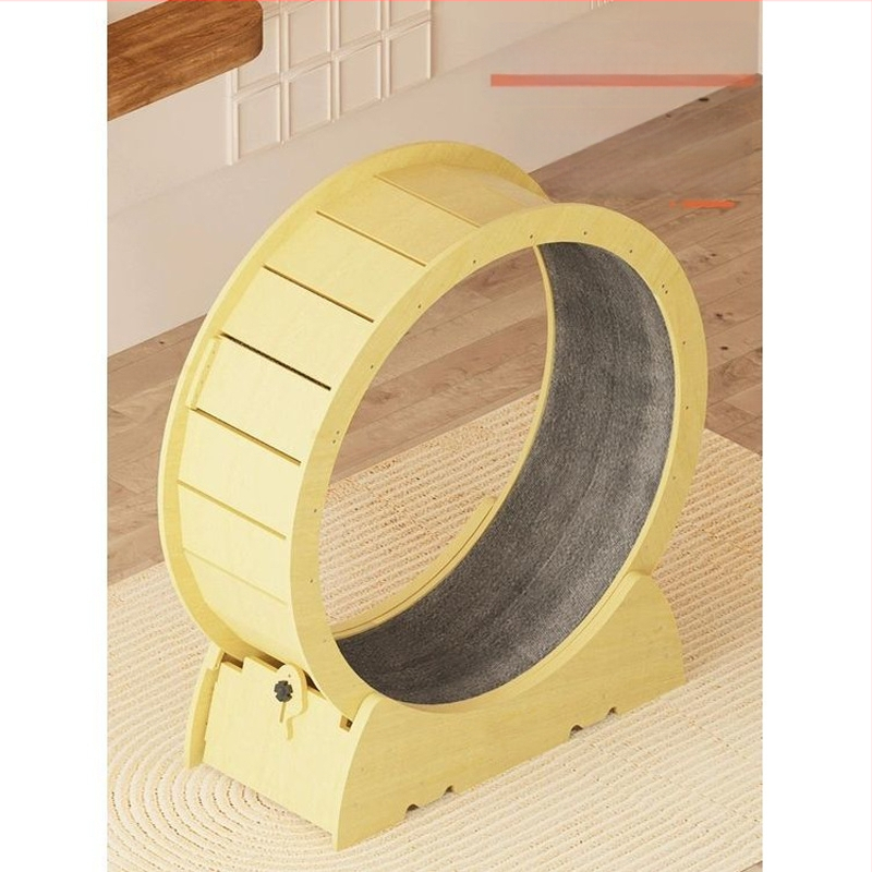 Bėgimo takelis katėms su bėgimo ratuku ir laipiojimo stovu, mielo stiliaus, didelio tankio medienos plaušų plokštės konstrukcija