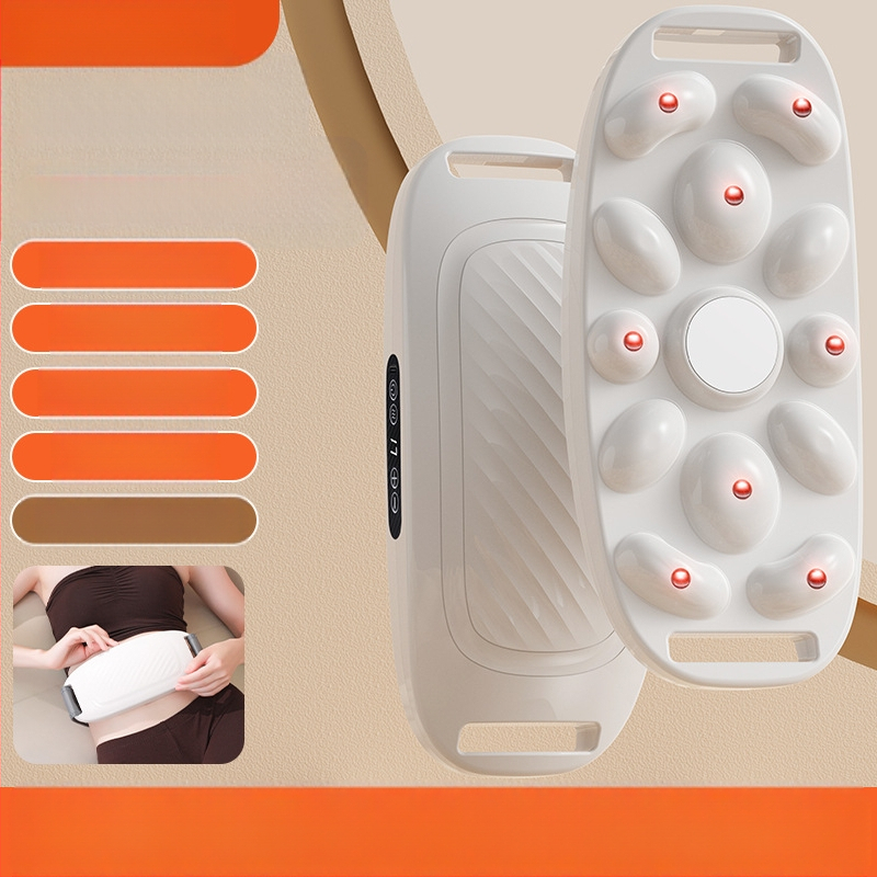 Masajer abdominal cu vibrare și compresie la temperatură constantă, încărcare wireless, control prin buton, masaj cu magnet