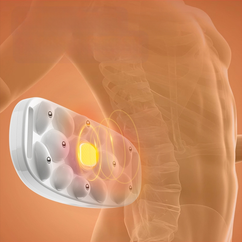 Masajer abdominal cu vibrare și compresie la temperatură constantă, încărcare wireless, control prin buton, masaj cu magnet