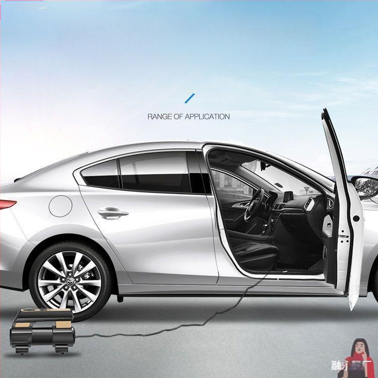 Elektrinė padangų pompa - aukšto slėgio, nešiojama, montuojama ant automobilio, vieno cilindro, su manometru (<80W)