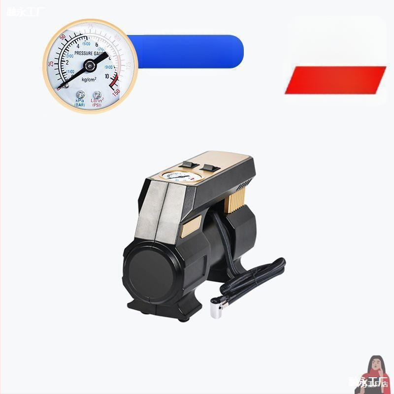 Elektrinė padangų pompa - aukšto slėgio, nešiojama, montuojama ant automobilio, vieno cilindro, su manometru (<80W)