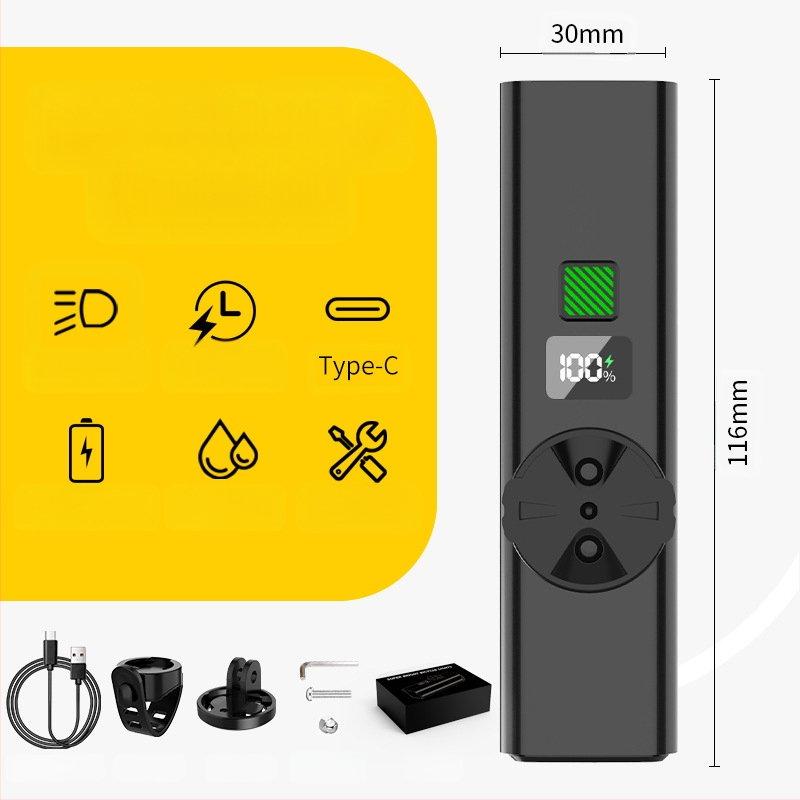 Priekinis dviračio žibintas naktiniam važiavimui – 10W LED, baterija 3000–4500 mAh, maitinamas baterija, diapazonas iki 50 m, įkroviklis įtrauktas