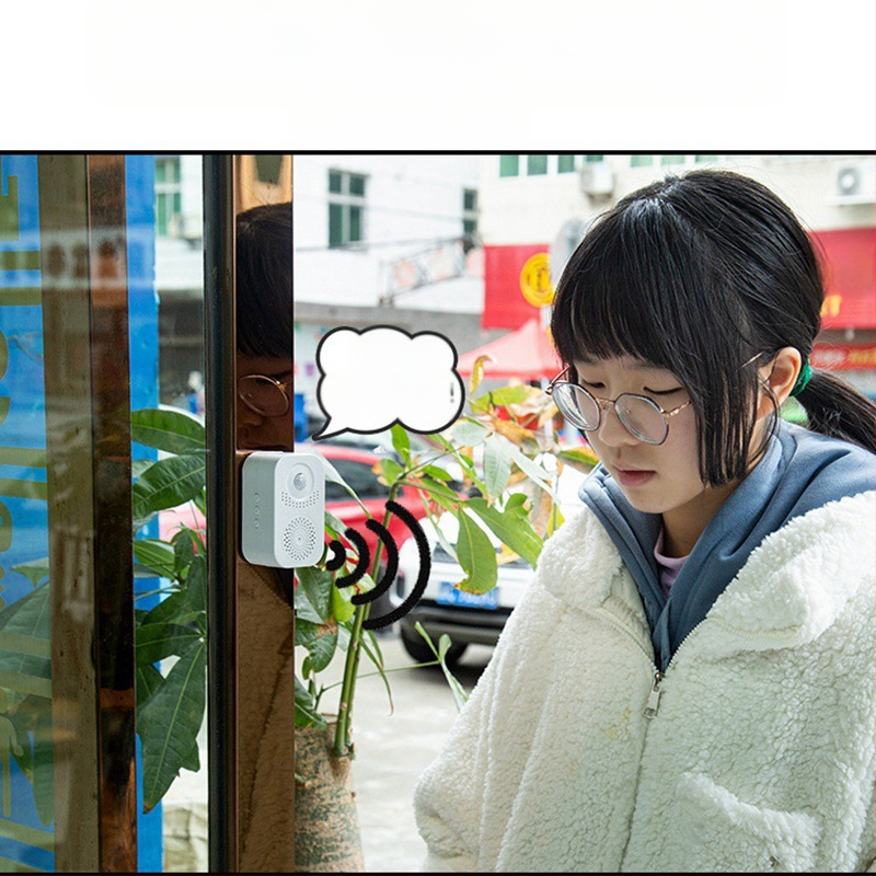 Смарт звънец за врата с гласово известяване, Hua ke, модел 199, захранване с три сухи батерии, 5V, индукционен звънец