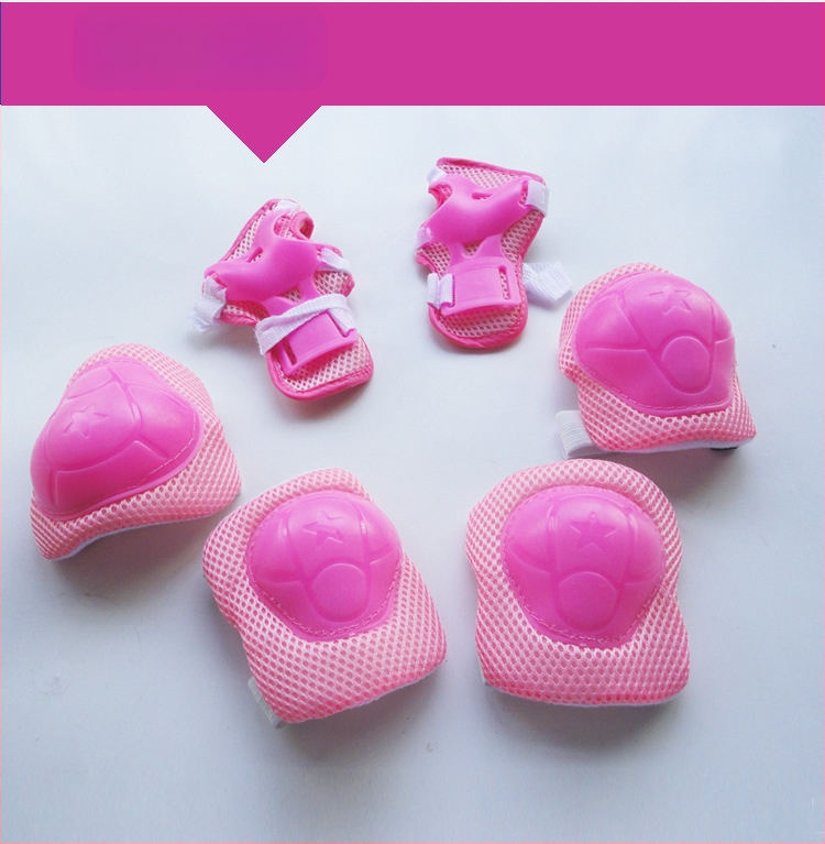 Vaikų apsauginis komplektas riedučiams — delno, riešo, alkūnės, žasto ir kelio apsaugos; poliesterio pluoštas, PE korpusas, tinklelis audinys