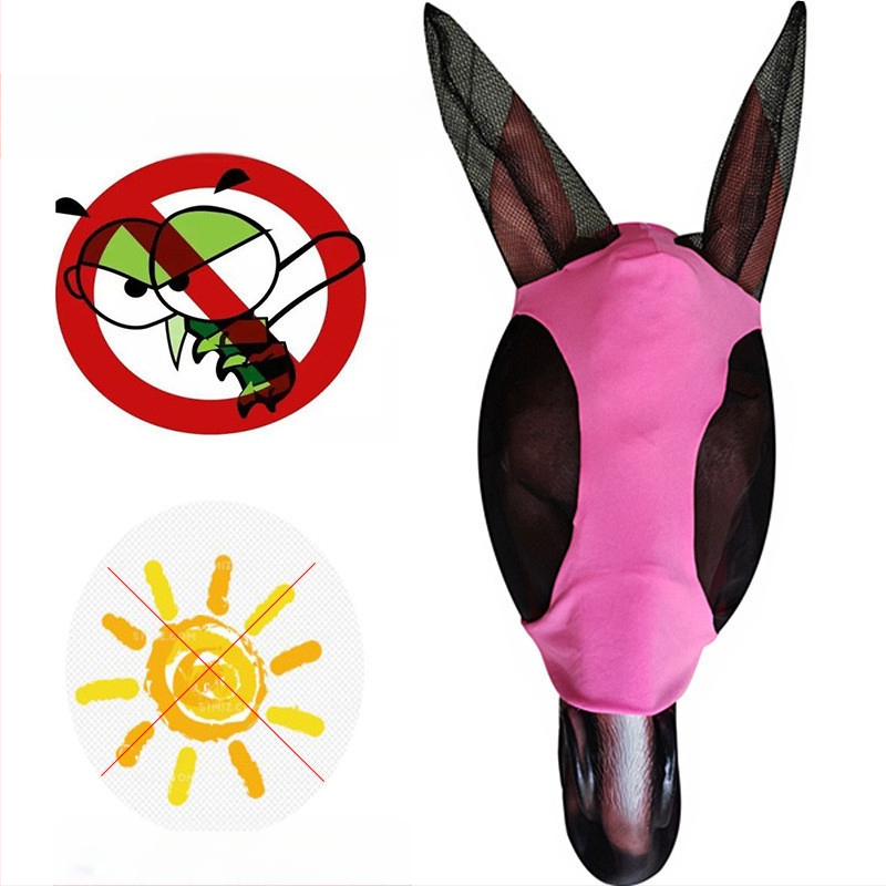 Elastinga arklio veido kaukė iš poliesterio su antiuodų ir vabzdžių apsauga | žirgų įranga