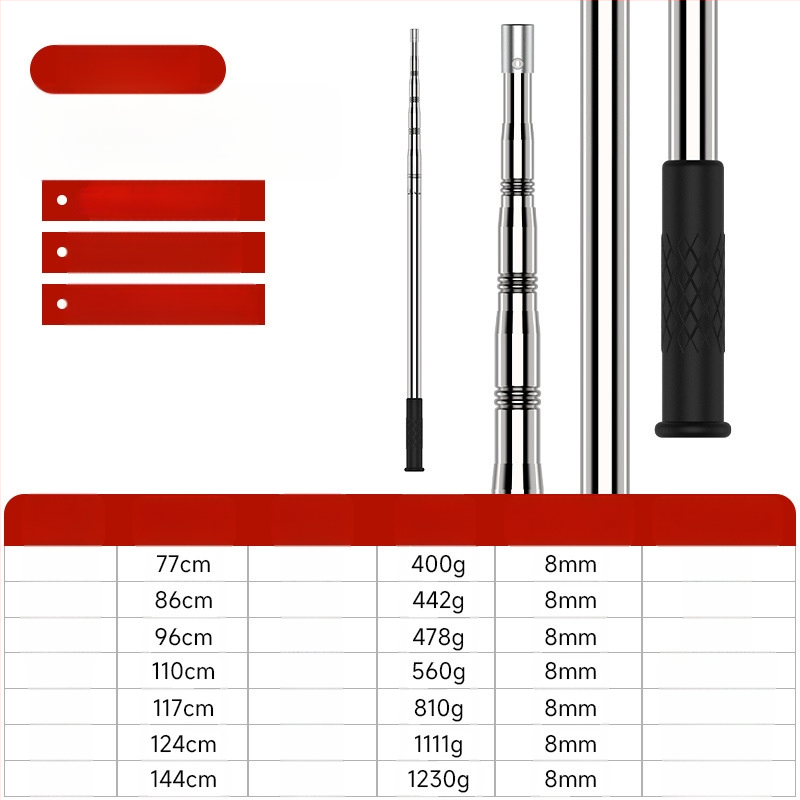 Nerūdijančio plieno teleskopinė žvejybos tinklo lazda su neslystančia universalia jungtimi — komplektas
