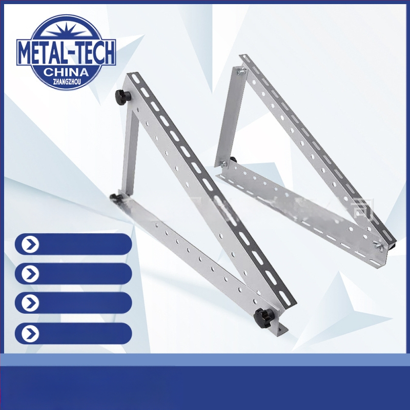 Plokščio stogo trijų kojų laikiklis, sulankstomas saulės modulių laikiklis PV moduliams, aliuminio lydinys, modelis 008, svoris 500 g, oksidacijos danga, nacionalinis standartas