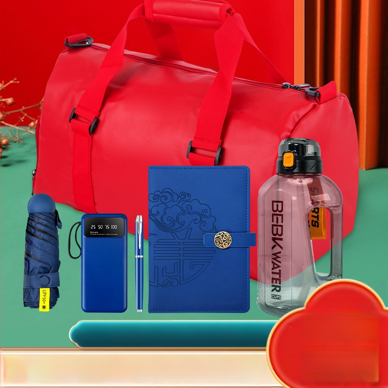 Wise Global πλαστικό σετ επιχειρηματικών δώρων με μοντέρνο μινιμαλιστικό στιλ — μπουκάλι νερού και τσάντα εξωτερικού χώρου