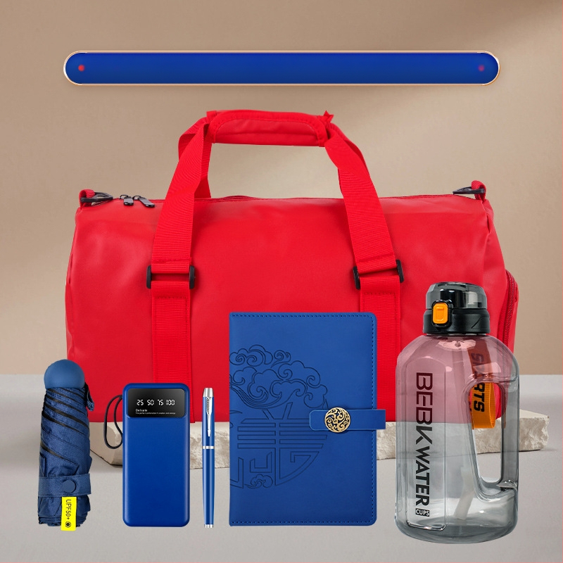 Wise Global πλαστικό σετ επιχειρηματικών δώρων με μοντέρνο μινιμαλιστικό στιλ — μπουκάλι νερού και τσάντα εξωτερικού χώρου