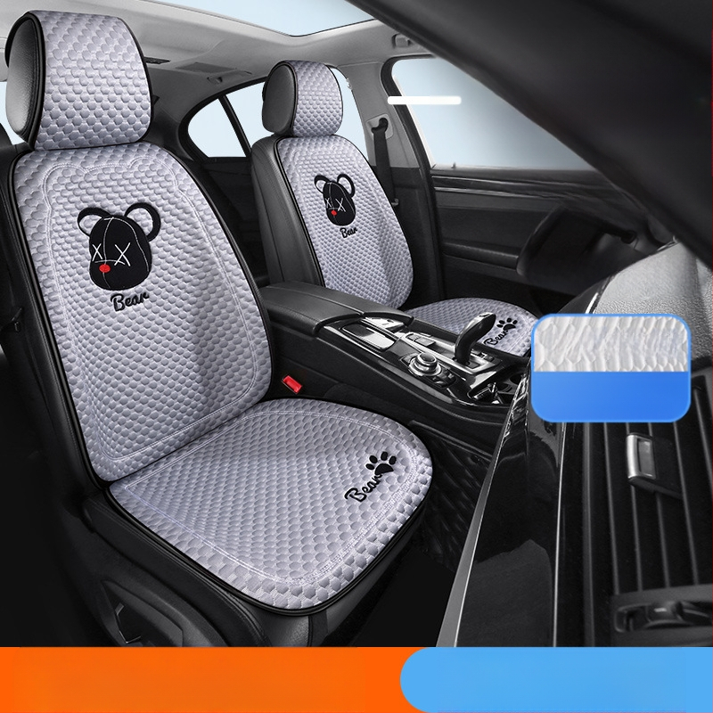 Κάλυμμα καθίσματος αυτοκινήτου για όλες τις εποχές, επίπεδος και απλός σχεδιασμός, επιφάνεια πολυεστέρα, γέμισμα δροσερό μετάξι.