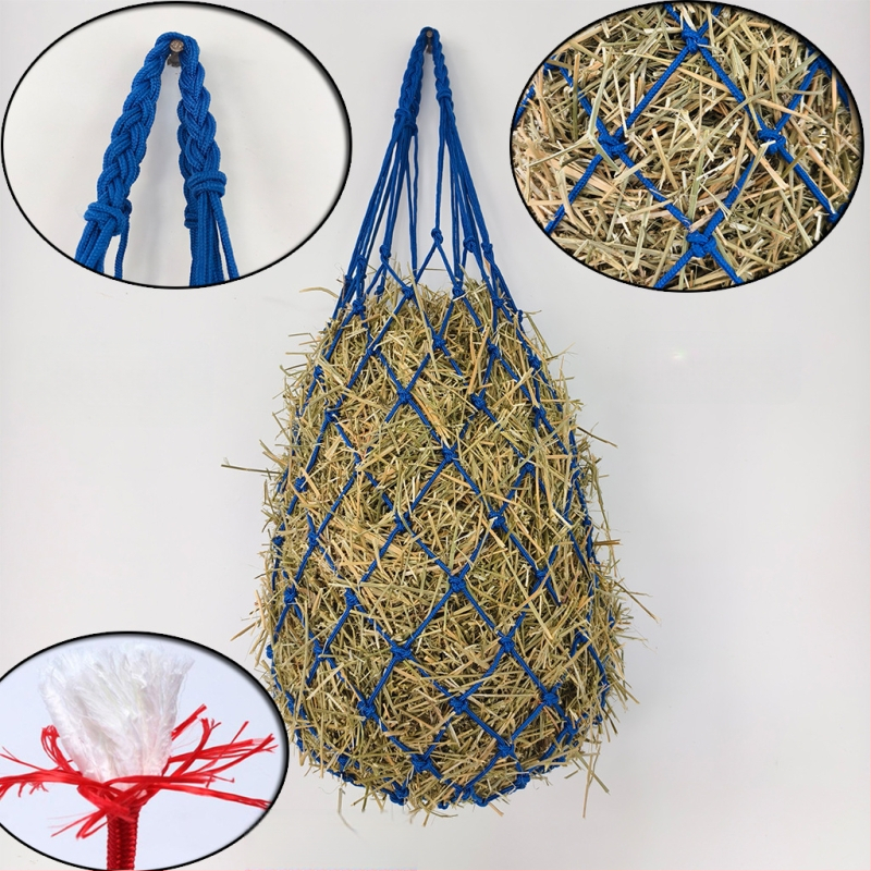 Мрежеста чанта за сено за бавно хранене с дръжка – подходяща за коне, крави, овце и алпака (Произход: Шандонг)