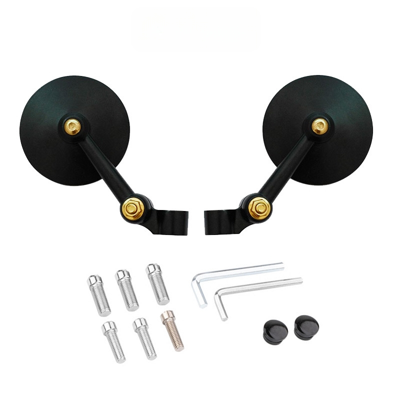 Мотоциклектно конвексно малко кръгло огледало, универсално съвместимо, за мотоцикли и електрически превозни средства, материал: коприна с флорален мотив