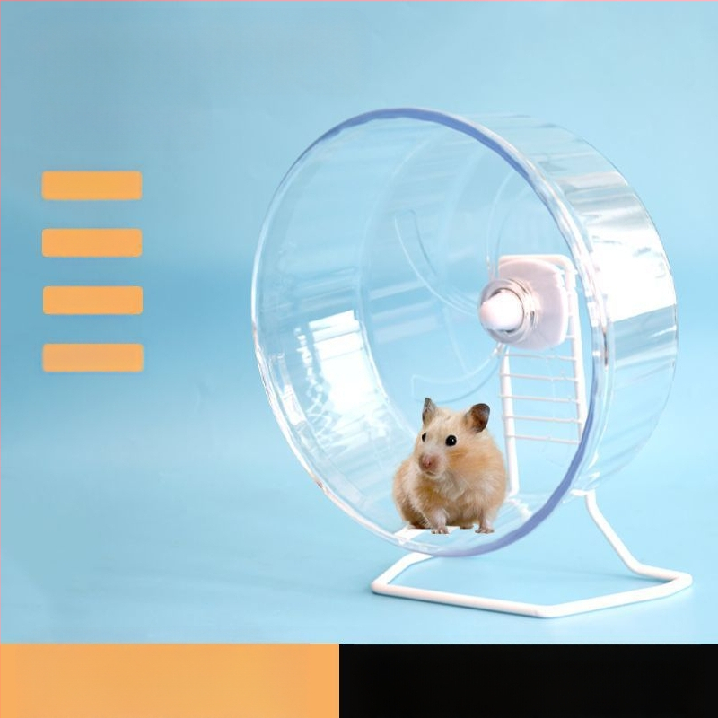 Caurspīdīgs hamsters skrējiens rats ar anti-jam dizainu, kluss darbs, PP materiāls