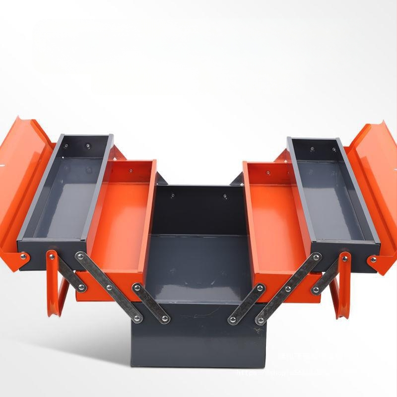 Μεταλλικό κιβώτιο εργαλείων τριών επιπέδων με μαγνητικό κούμπωμα, υλικό μικροϊνες + ξύλο, καθολικό μοντέλο για οικιακή αποθήκευση