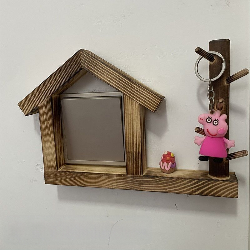 Medinis sieninis jungiklio dangtelis, Skandinavijos stilius, dekoratyvinė plokštė, 2023 metai