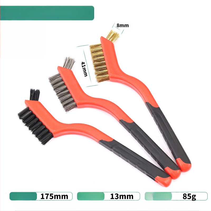 Петчастен комплект почистващи четки за кухненска газова плита и пролуки на аспиратор — отстраняване на котлен камък и мазнини, метални четки