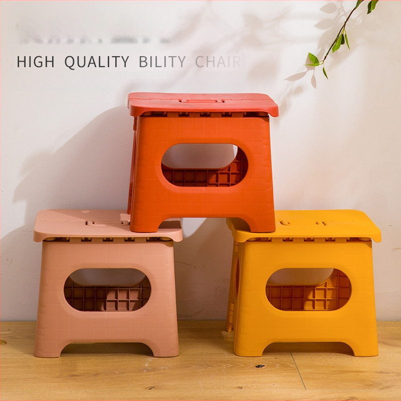 Сгъваема пластмасова табуретка, натоварване до 100 кг, японски стил, мултифункционална за ежедневна употреба