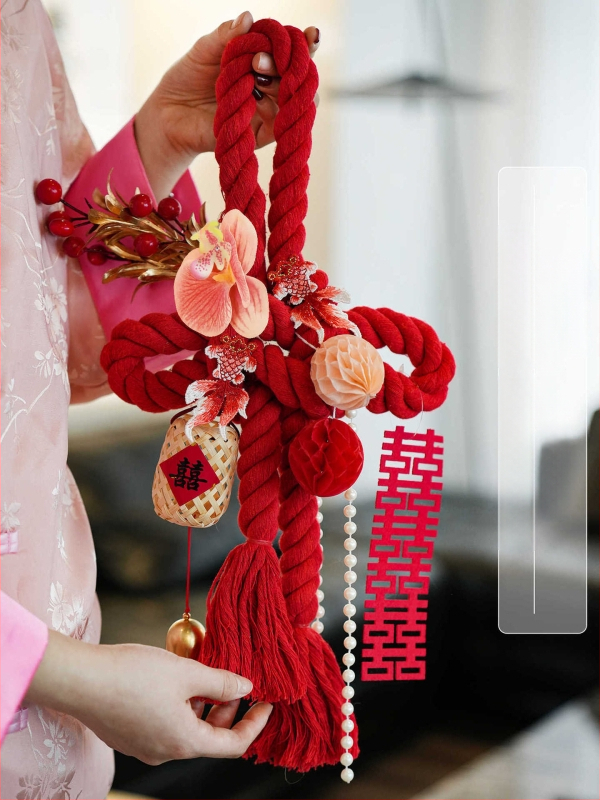 Amžino mazgo pakabintas dekoras vestuvėms – medvilninė virvė, dekoras durų rankenėlėms, vestuvinis kambario dekoras