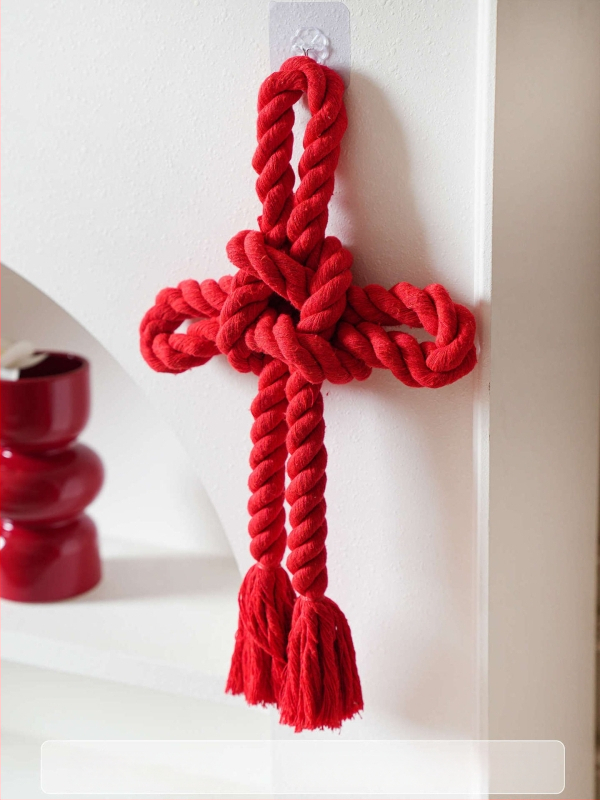 Amžino mazgo pakabintas dekoras vestuvėms – medvilninė virvė, dekoras durų rankenėlėms, vestuvinis kambario dekoras