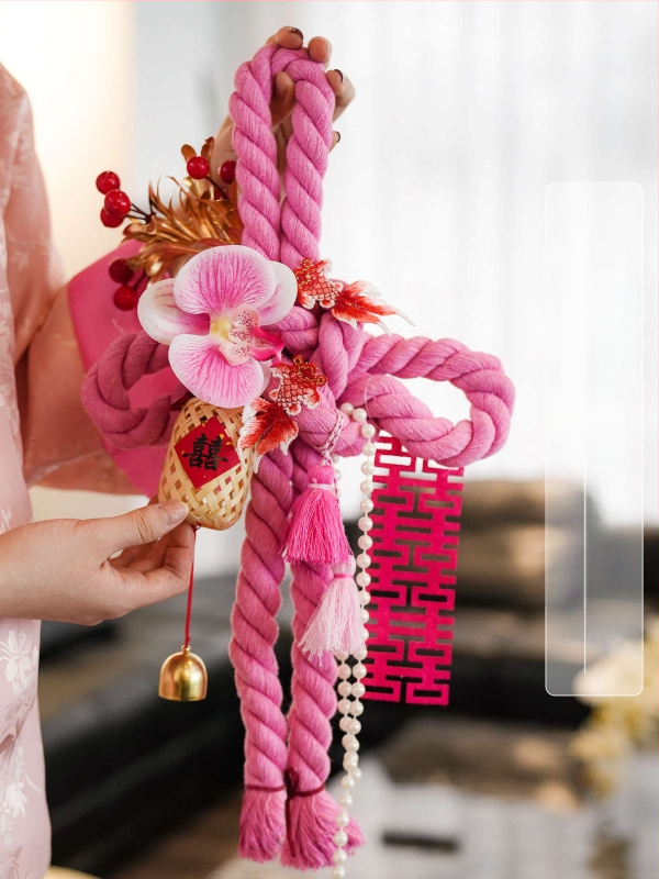 Amžino mazgo pakabintas dekoras vestuvėms – medvilninė virvė, dekoras durų rankenėlėms, vestuvinis kambario dekoras