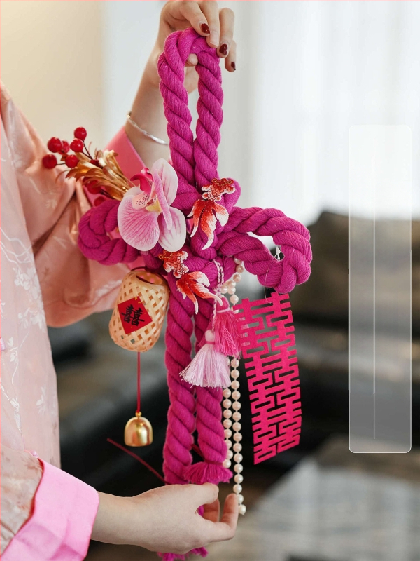 Amžino mazgo pakabintas dekoras vestuvėms – medvilninė virvė, dekoras durų rankenėlėms, vestuvinis kambario dekoras