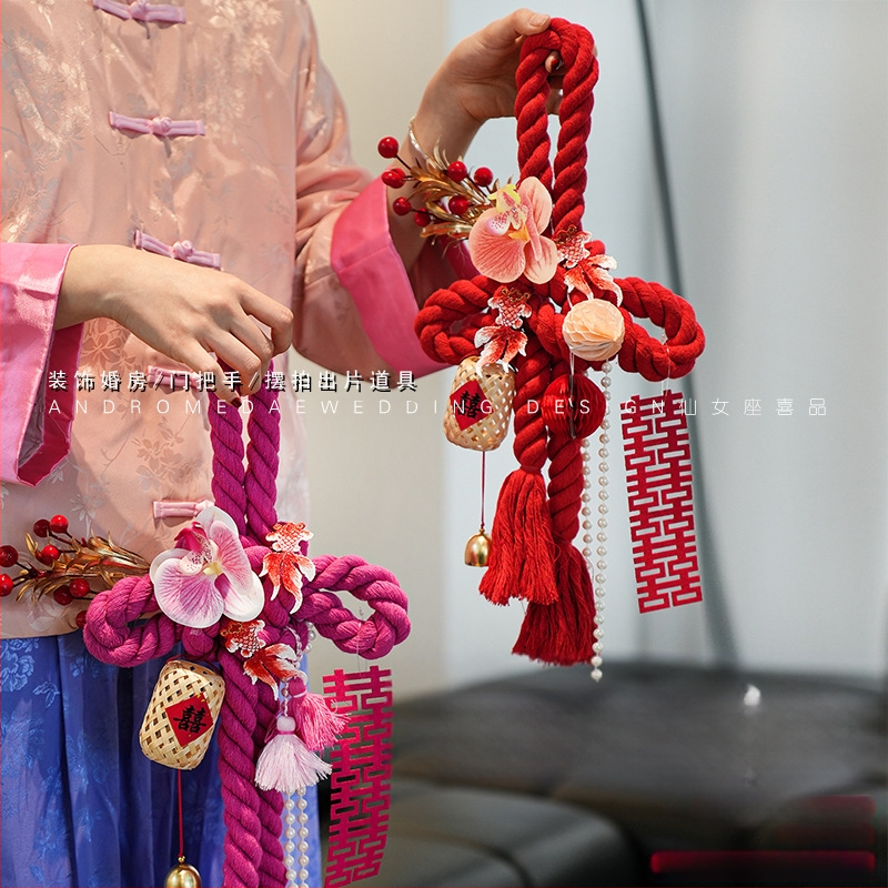 Amžino mazgo pakabintas dekoras vestuvėms – medvilninė virvė, dekoras durų rankenėlėms, vestuvinis kambario dekoras