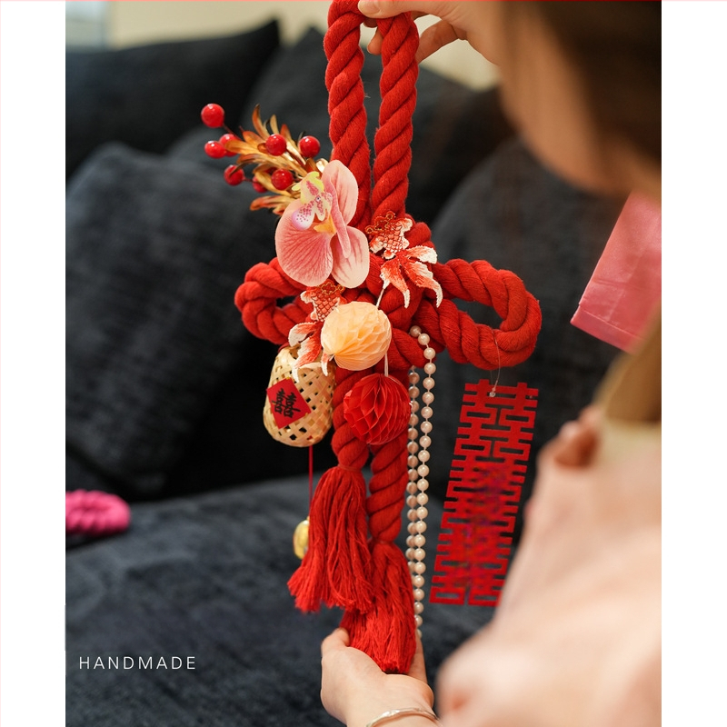 Amžino mazgo pakabintas dekoras vestuvėms – medvilninė virvė, dekoras durų rankenėlėms, vestuvinis kambario dekoras