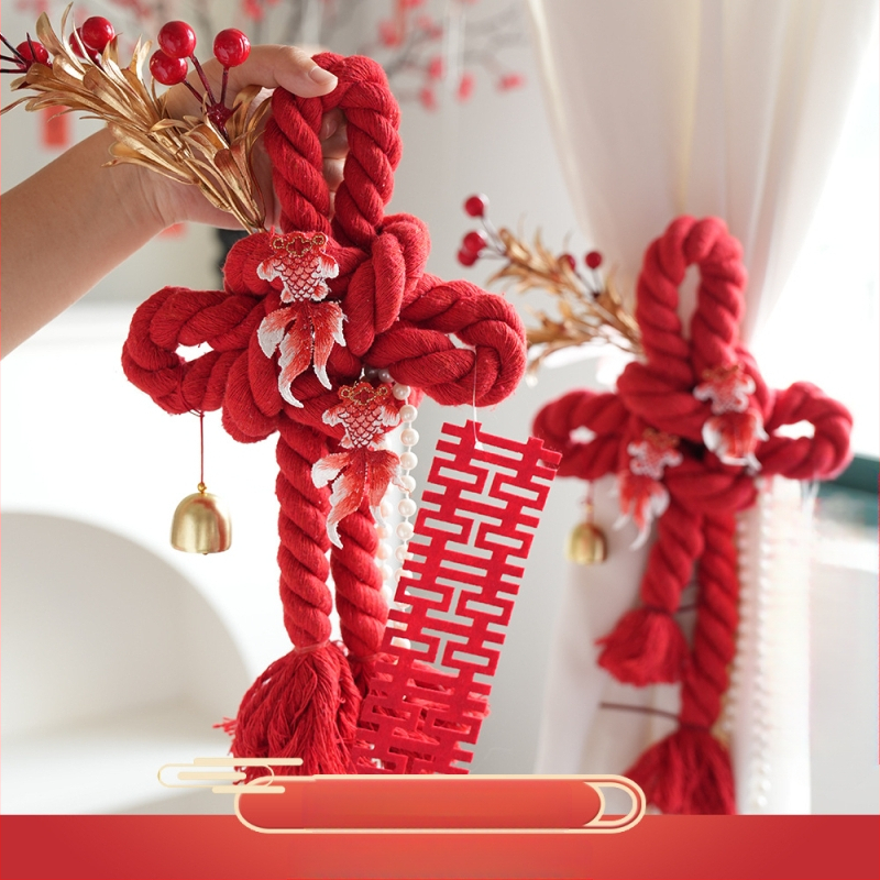 Amžino mazgo pakabintas dekoras vestuvėms – medvilninė virvė, dekoras durų rankenėlėms, vestuvinis kambario dekoras