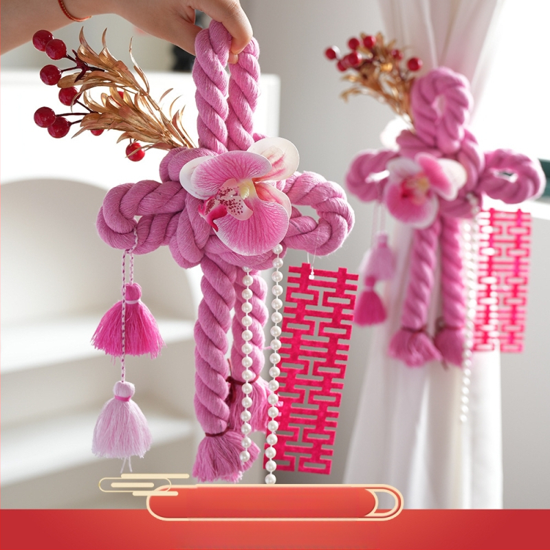 Amžino mazgo pakabintas dekoras vestuvėms – medvilninė virvė, dekoras durų rankenėlėms, vestuvinis kambario dekoras