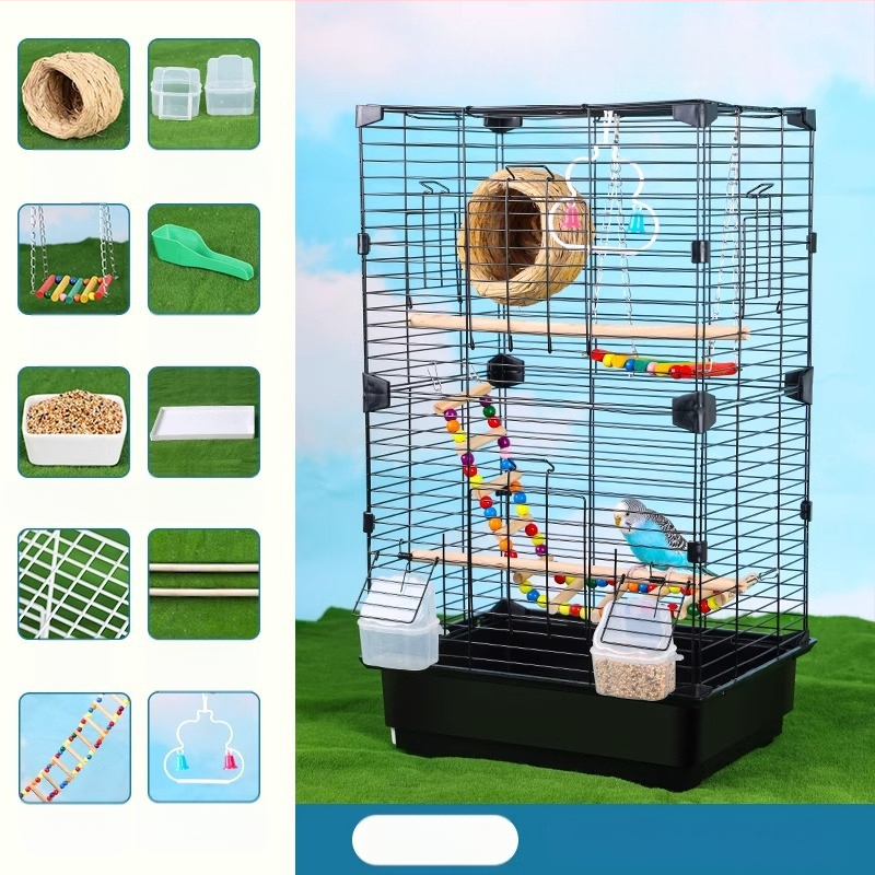 Клетка за папагали във вилен стил, метална конструкция, марка Running Around, подходяща за птици