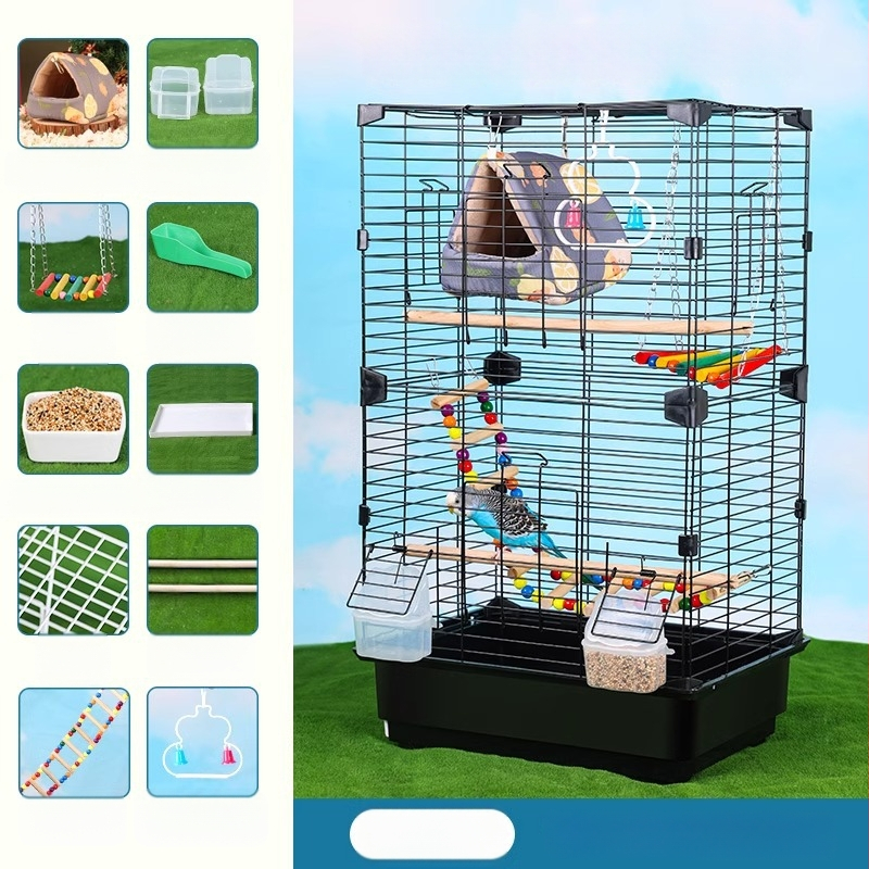 Клетка за папагали във вилен стил, метална конструкция, марка Running Around, подходяща за птици