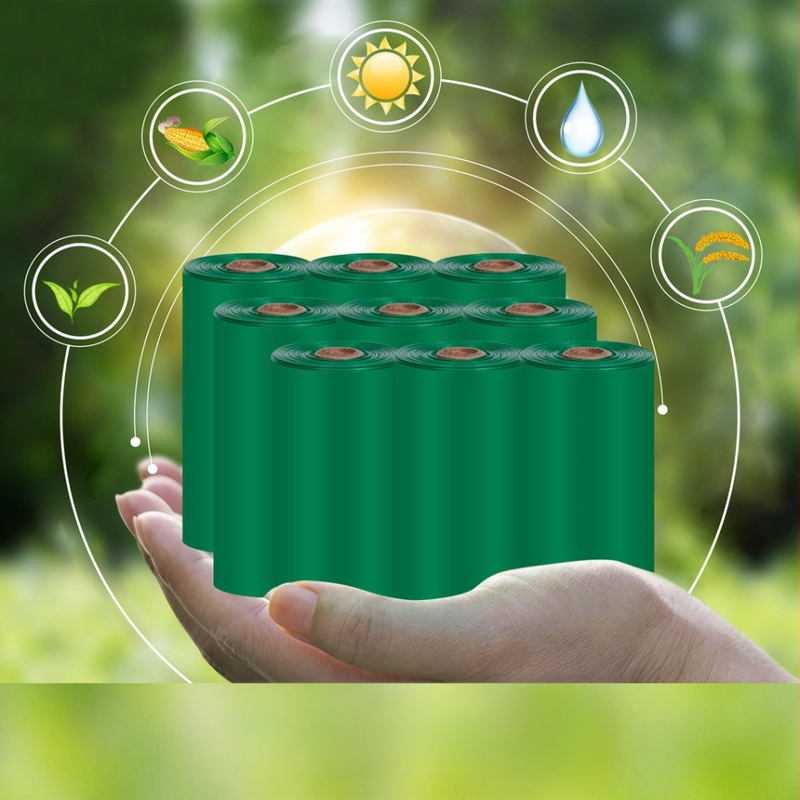 Biologiškai skaidrios šunų ir kačių išmatų maišelių, plokščia burna atidarymas, stora plėvelė, medžiaga EPI+HDPE